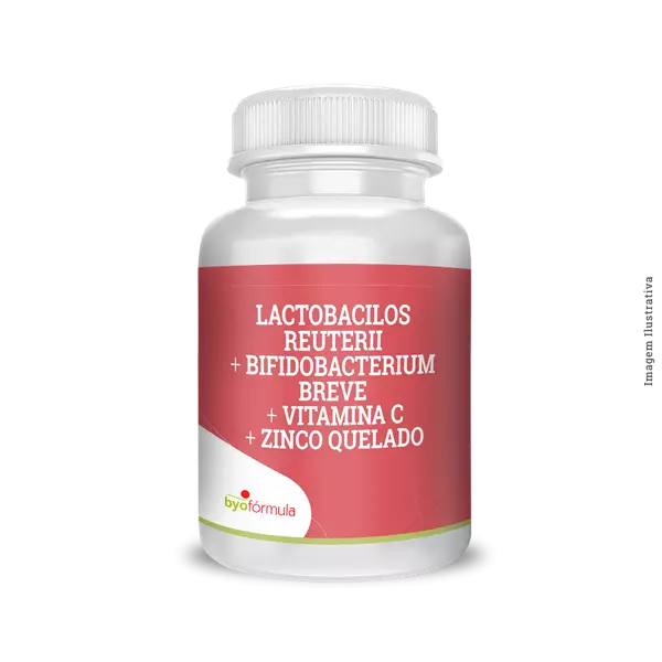Mostrar detalhes para Lactobacilos Reuterii + Bifidobacterium Breve + Vitamina C + Zinco Quelado Imagem de Lactobacilos Reuterii + Bifidobacterium Breve + Vitamina C + Zinco Quelado